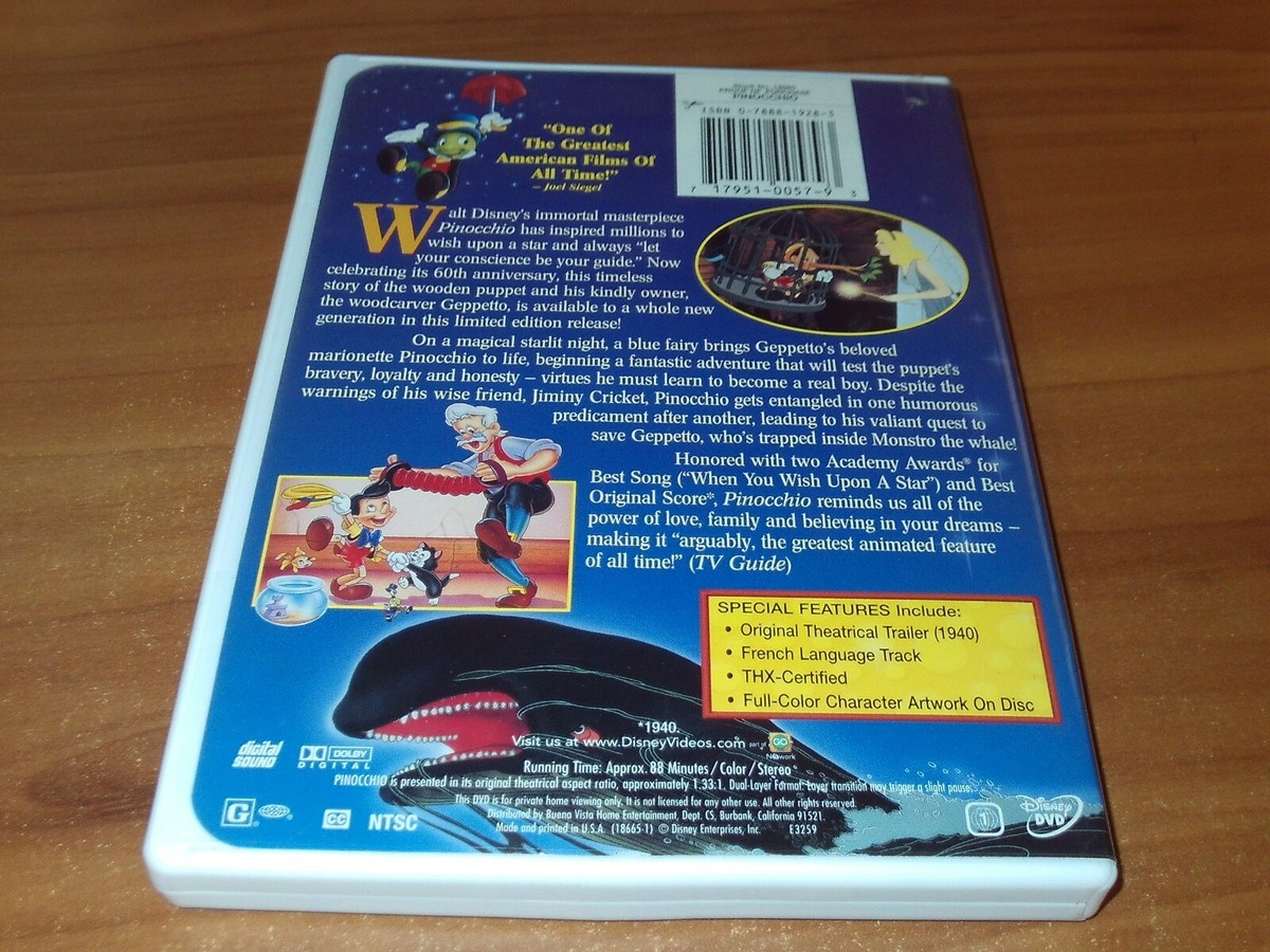 Pinocchio (DVD, 1999, Limited Issue) Disney 717951005793| eBay