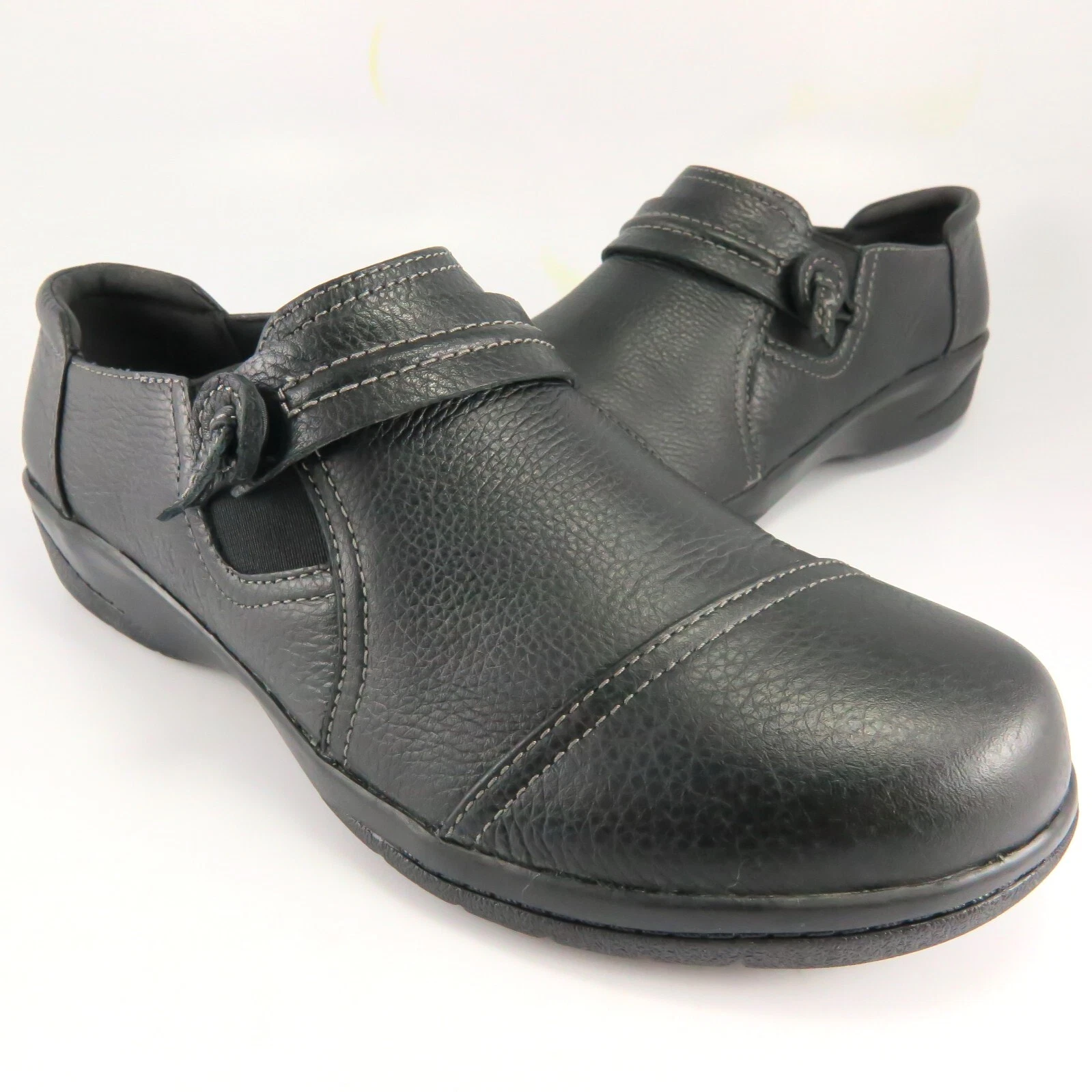 Mocassini Clarks Ashland da donna taglia 7 5 M mocassini slip on neri in pelle testurizzata