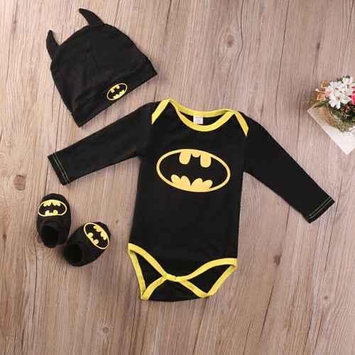 Newborn Boy Infant Baby Batman Superhero Romper Costume Outfit Jumpsuit Clothes- - Picture 7 of 10