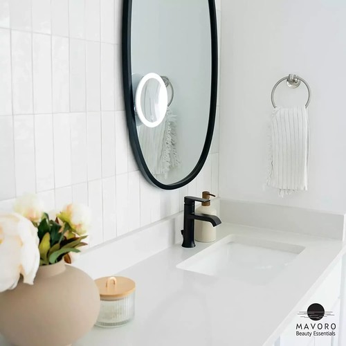 10X Magnifying Mirror with LED Light and 3 Strong Suction Cups. Compact, Lighted - Picture 10 of 13