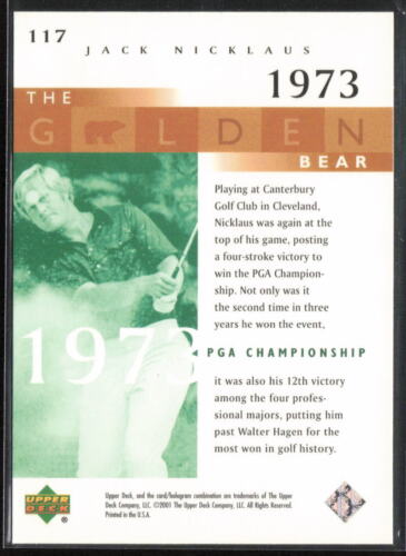 2001 Upper Deck Jack Nicklaus 117 The Golden Bear 1973 PGA Championship - Picture 2 of 2