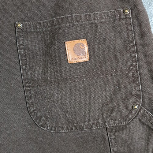 Carhartt Pants Sz 32x26 Brown Double Knee Canvas Loose B136 Utility Hipster Crop - Picture 17 of 22