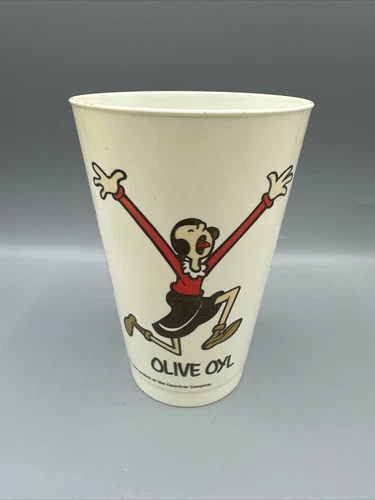 Vintage Coca Cola Olive Oyl  Plastic Cup Kollect a Set Series 14 oz Popeye 1977