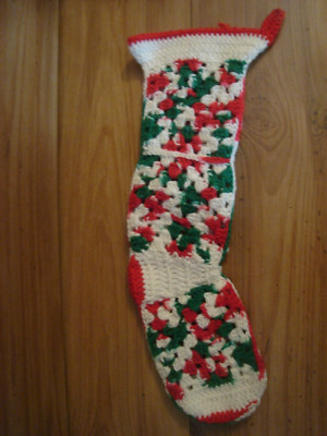 Vintage Granny square Crochet Stocking