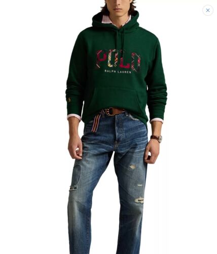 Nuova con etichette - POLO RALPH LAUREN Felpa uomo in pile verde con cappuccio logo a quadri - Tg Lg - Foto 4 di 5