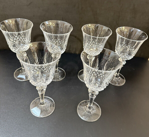 Bohemia Crystal, Marquis Pattern, Set of 6, Beautiful Stemmed Wine Glasses - Picture 3 of 7