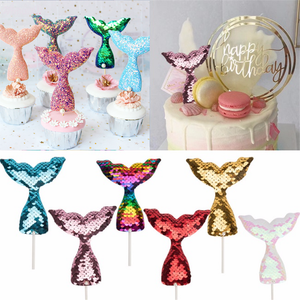 3Pcs-Mermaid-Tail-Cake-Topper-Sequins-Baby-Shower-Birthday-Cupcake-Decoration