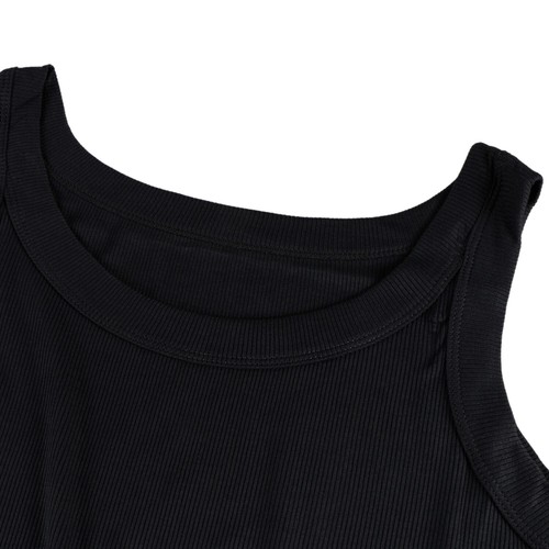 Camiseta sin mangas de verano para mujer espalda deportiva cuello alto punto acanalado camisas básicas - Imagen 6 de 31
