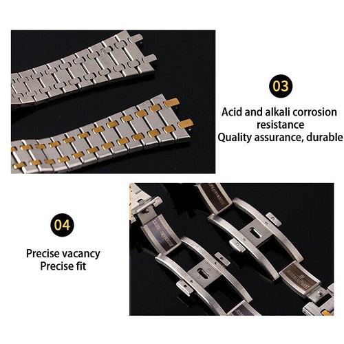 Correa de metal de acero inoxidable de 26 mm para correa de repuesto de pulsera Royal Oak  - Imagen 8 de 17