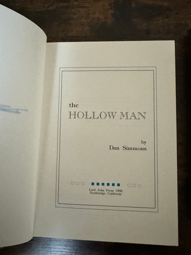 THE HOLLOW MAN Signed Slipcased Edition Lord John Press 1992 DAN SIMMONS - Picture 6 of 7