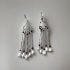 garnet and pearl dangle boho earrings sterling