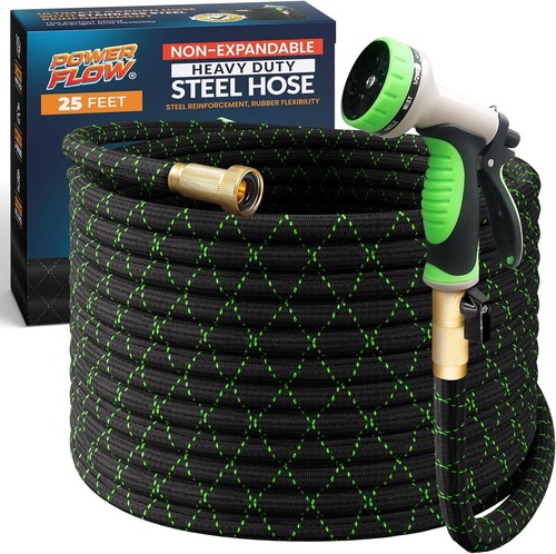 Durable Non-Expandable 25FT Black Garden Hose with Versatile Spray Settings - Picture 3 of 10