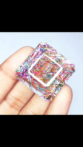 Certified Natural Rutile Quartz 76+ Ct Loose Gems Transparent Square Cut Z408 - Video 1 of 1