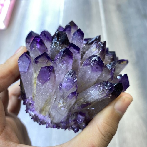 400 g + Nuevo hallazgo Púrpura Fantasma Cuarzo Cristal Racimo Espécimen Mineral Curación - Imagen 2 de 12