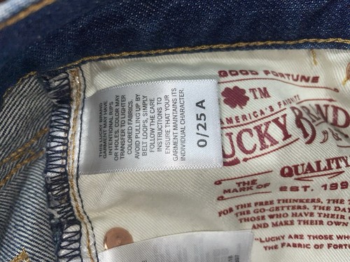 Lucky Legend Drew Mom High Rise Taper Jeans 0/25A Paisley Bandana Design Raw Hem - Picture 11 of 11