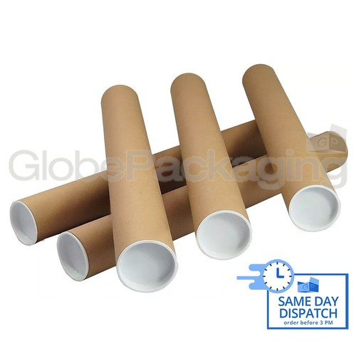 10 x A2 Quality Postal Cardboard Poster Tubes Size 460mm x 50mm + End Caps - Picture 1 of 7