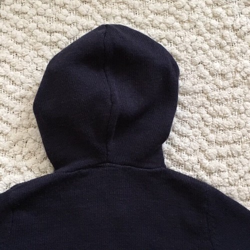 CHAPS Youth Zip Up Hooded Knit Sweater * L 6 * Navy Blue - Picture 5 of 6