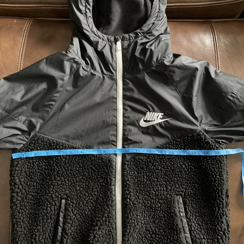 NIKE Sportswear Full Zip Jacket Boys Large Black Sherpa Teddy Windrunner Warm - Picture 6 of 8