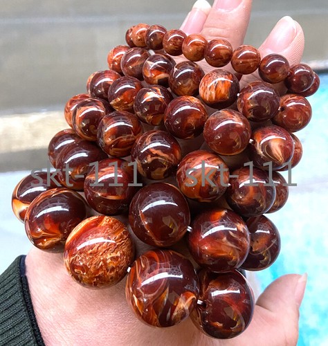 10-22mmCertificate nature Mexican Amber beeswax Round Bead Bracelet AAA - Picture 2 of 12