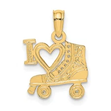 14k Yellow Gold I HEART w/Roller Skate Charm Pendant 0.6g, L-11.8mm, W-12.05mm