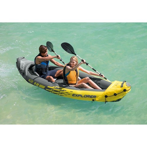 Intex Explorer K2 Kayak, 2-Person Inflatable Kayak Set with Aluminum Oars and... - Picture 4 of 9