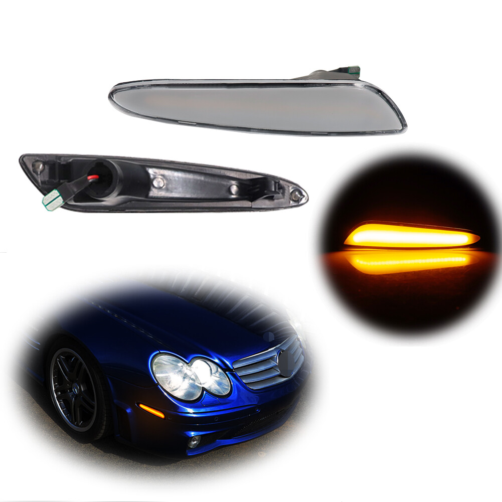 2x Clear Lens Amber LED Front Side Marker Lights For Benz E320 E350 E500 E55 AMG