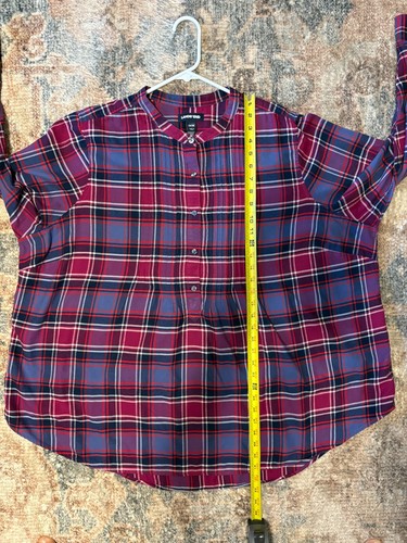 Top tunica Lands' End donna più viola a quadri flanella pintuck 26W/3X - Foto 10 di 11