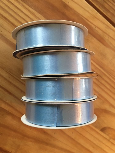 LOT OF 4 VINTAGE LIGHT BLUE RIBBON ROLLS BY PARAMOUT 32 FEET 3/4" WIDE USA MADE - Picture 4 of 5