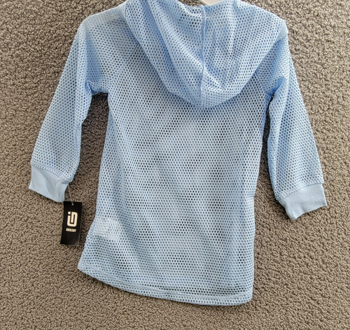ID Ideology Mesh Long-Sleeve Hooded Cover-up Girls ' 4T Skysail Blue Pullover - Picture 10 of 16