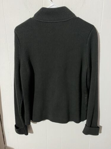 Pendleton Leather And Wool Knit Jacket EUC Size Medium Olive Green - Picture 3 of 4