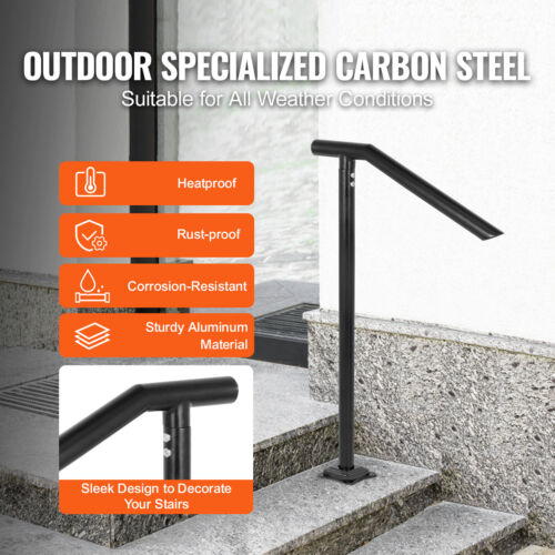 VEVOR Step Handrail 2-3 Steps Outdoor Stair Railing Porch Single Post Handrail - Picture 3 of 12
