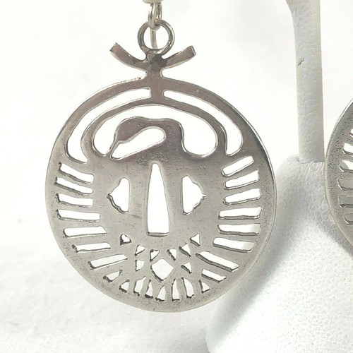Sword Tsuba Sterling Silver Japanese Crane Mon Family Crest Necklace Earring Set - Picture 9 of 9