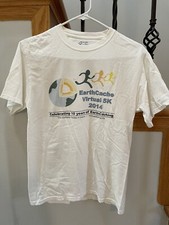 Earthcache Virtual 5k 2014 white t-shirt - geocaching - Size adult S