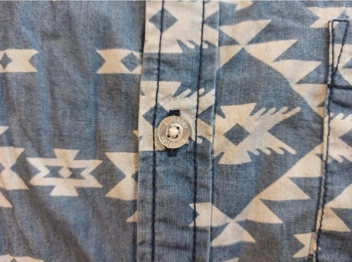 Superdry  men's  denim shirt  size M   blue white color geometric - Picture 8 of 14