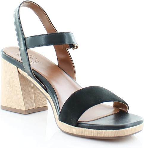 Naturalizer Women's Rose Heeled Sandals Black Leather 10M