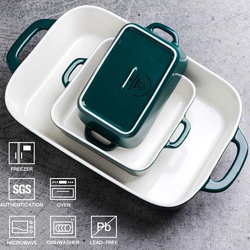 Large Ceramic Baking Pans in Classic Jade - Versatile Kitchen Cookware Set - Picture 4 of 8