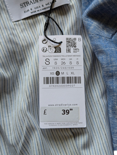 Stradivarius blauer Damen-Leinenblazer - Größe S - brandneu mit Etikett - Bild 3 von 5