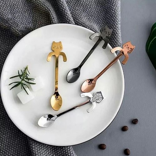 Set mit 4 kleinen Löffeln in Katzenform - Cat Spoons Winkee - Bild 4 von 4