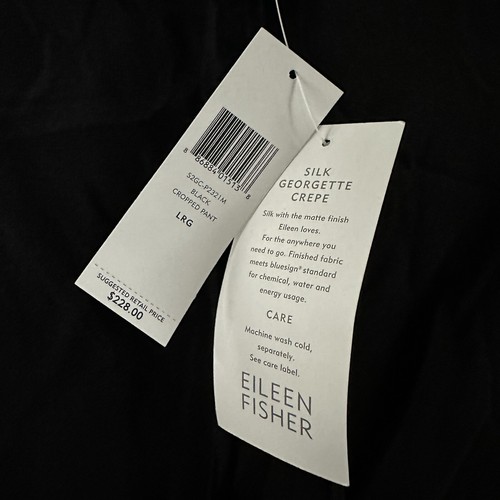 Eileen Fisher Damen Hose Schwarz Größe Large Seide Georgette Krepp Cropped Pant - Bild 17 von 17