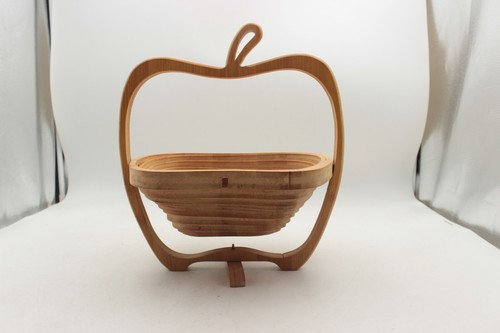 Collapsible Wooden Apple Fruit Basket/ Trivet/ Bamboo Cutting Board