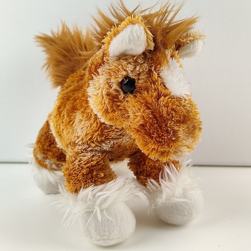 Peluche Aurora Caballo Clydesdale 8" Clyde Flopsie Bronceado Beige Pequeño Animal de Peluche - Imagen 10 de 12