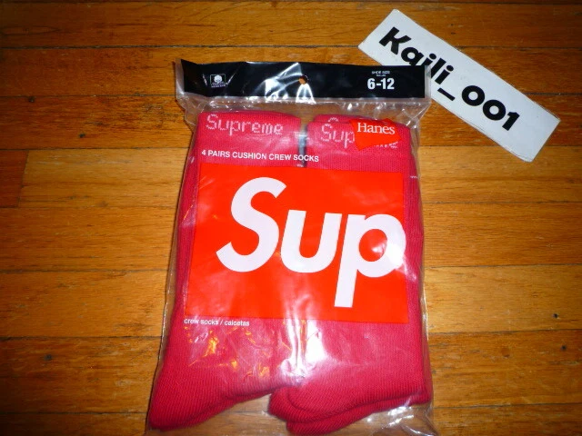 Lot de 4 chaussettes Supreme Hanes Crew taille 6 12 FW19 C