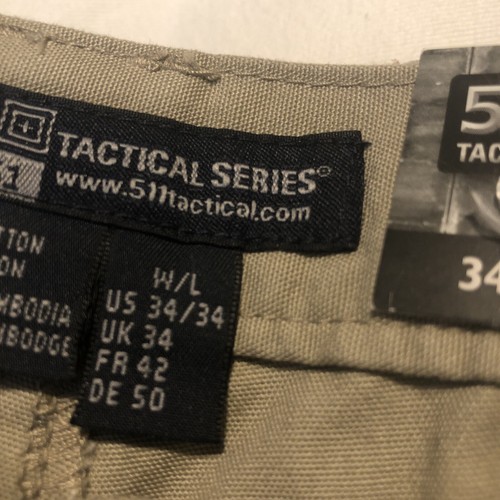 Pantalone cargo uomo taglia 34x34 5:11 serie tattica 74251 kaki cotone tela nuovo con etichette - Foto 9 di 15