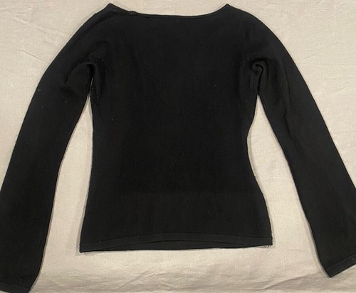 Zobha Women Sweater M Black Pullover Crisscross Front Cashmere Yoga Peasant Boho - Picture 6 of 10