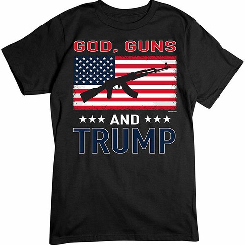 God Guns Trump Flag T-SHIRT President Donald Trump 2020 Political Tee