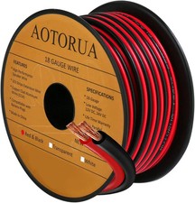 50FT 18/2 Gauge Red Black Cable Hookup Electrical Wire, 18AWG 2 Conductor 2 Col
