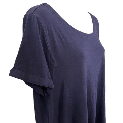Abito Camicia J Jill Donna Elasticizzato Tencel Modal Maglia Blu Navy Manica Corta Tg L - Foto 4 di 16