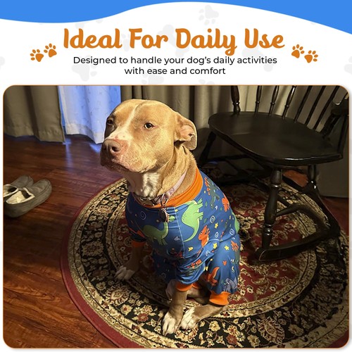 Pitbull Kleidung - Premium Dinosaurier bedruckter Pyjama für große Rassen - Outfit... - Bild 6 von 8