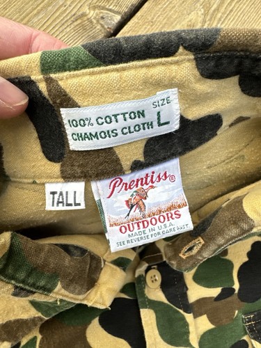 VTG Prentiss Outdoors MENS L TALL Duck Camo Chamois Flannel Button Up Shirt USA - Picture 7 of 11