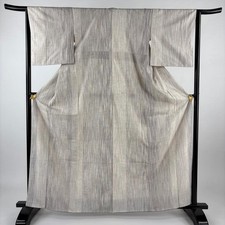 JAPANESE KIMONO TSUMUGI CREAM 165cm 5 ft 5 in PURE SILK BB4015